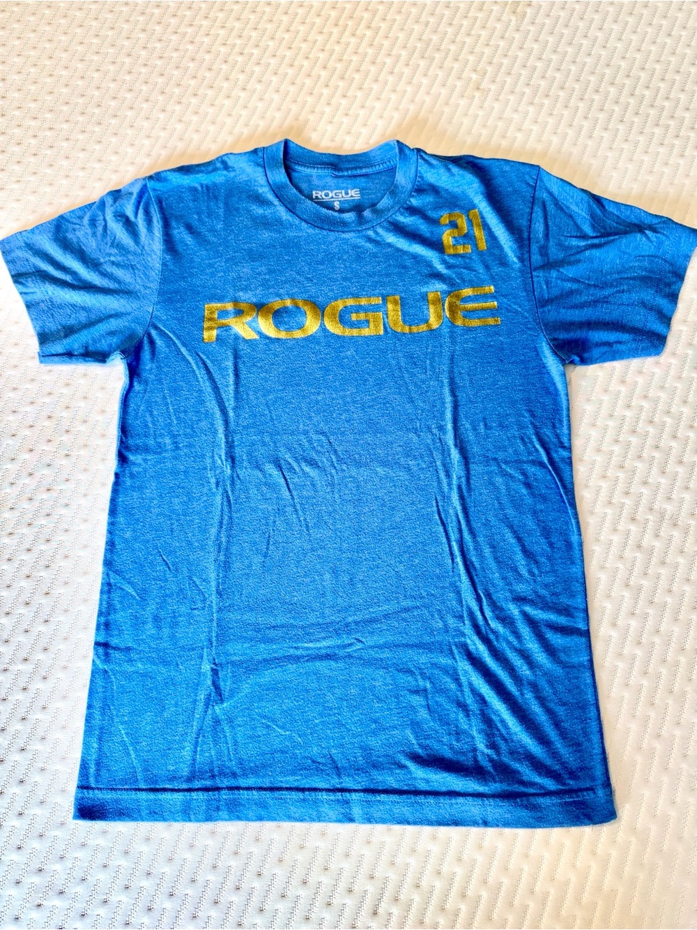 Rogue Blue Short Sleeve Tee with Gold Logo